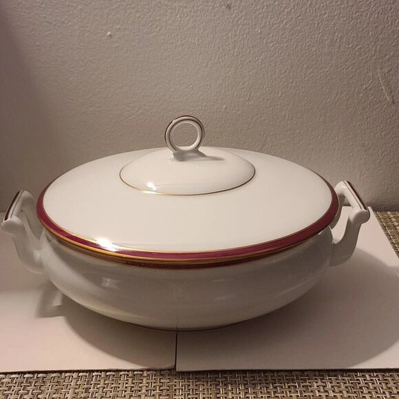 Vintage Limoges of France Chastagner White Covered Handled Serving Dish - Picture 1 of 7